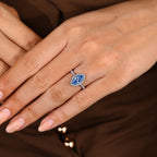 Blue Marquise Cut Diamond Ring in Halo Style