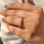 Half Eternity Round Diamond Band in Seven Stone Style
