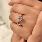 Solitaire Style Round Cut Diamond Ring with Hidden Blue Sapphire