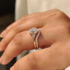 Oval Engagement Ring with Wedding Band in Half Eternity Style