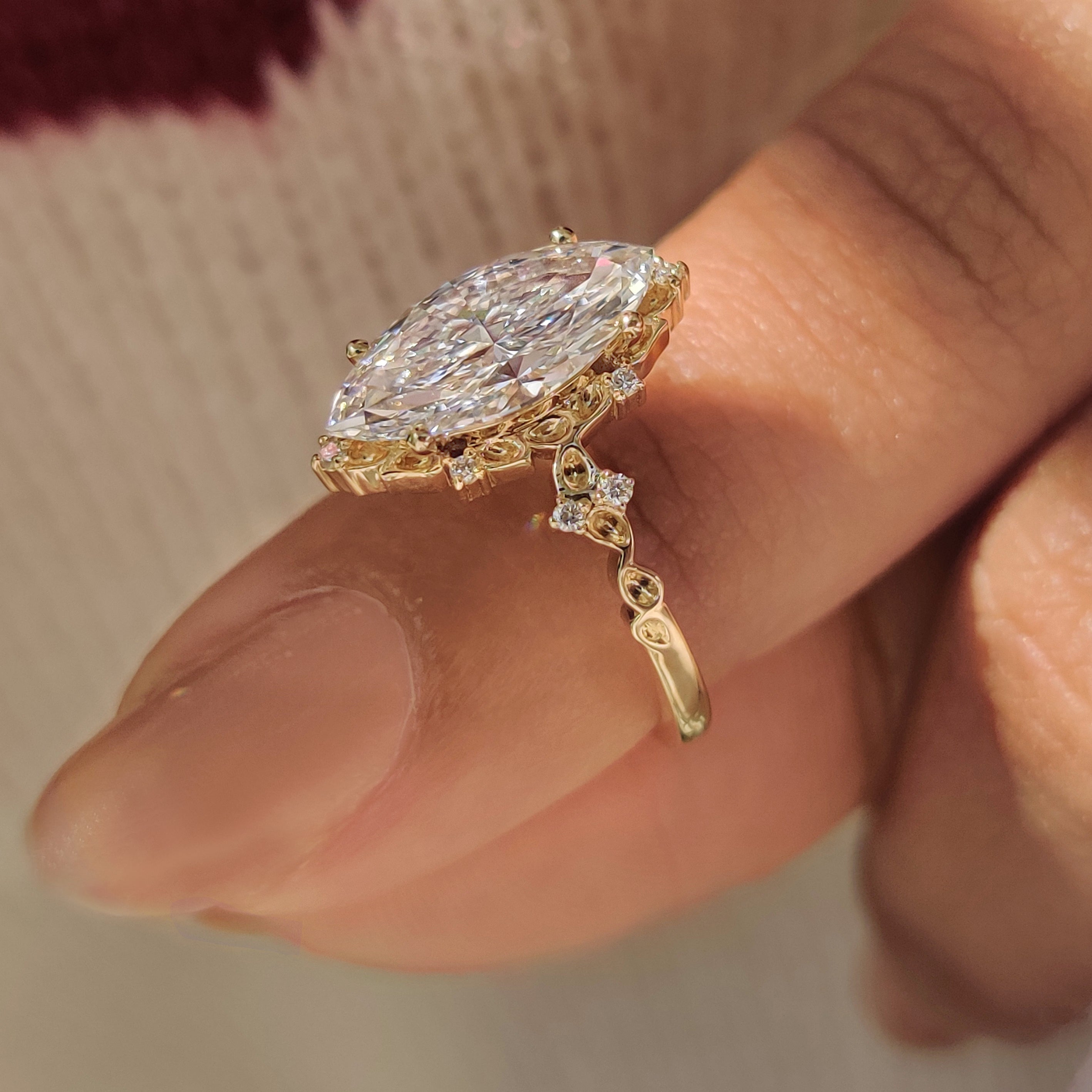 Marquise Cut Engagement Ring in Vintage Style