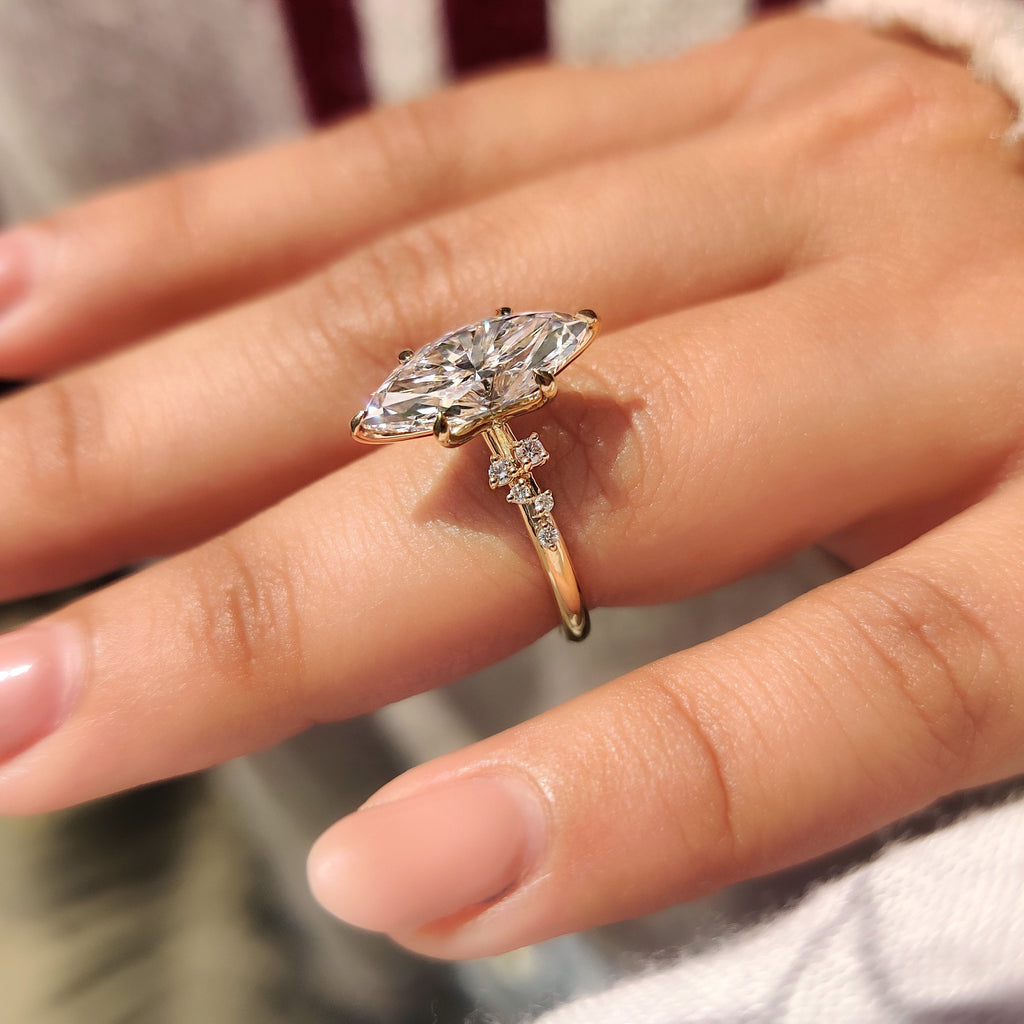 Marquise Cut Engagement Ring in Cluster Setting