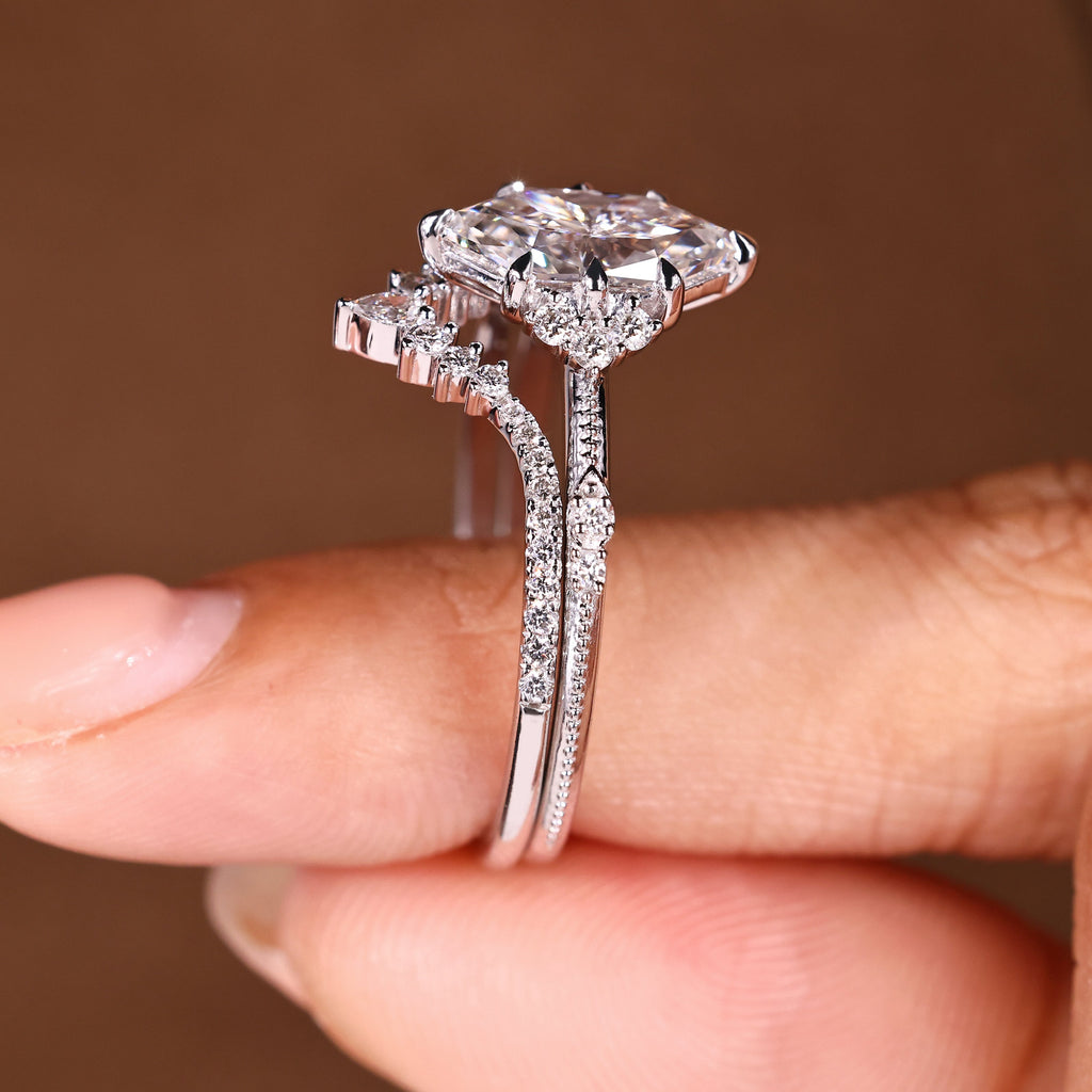 Dutch Marquise Engagement Ring With Wedding Band In Stackable Style