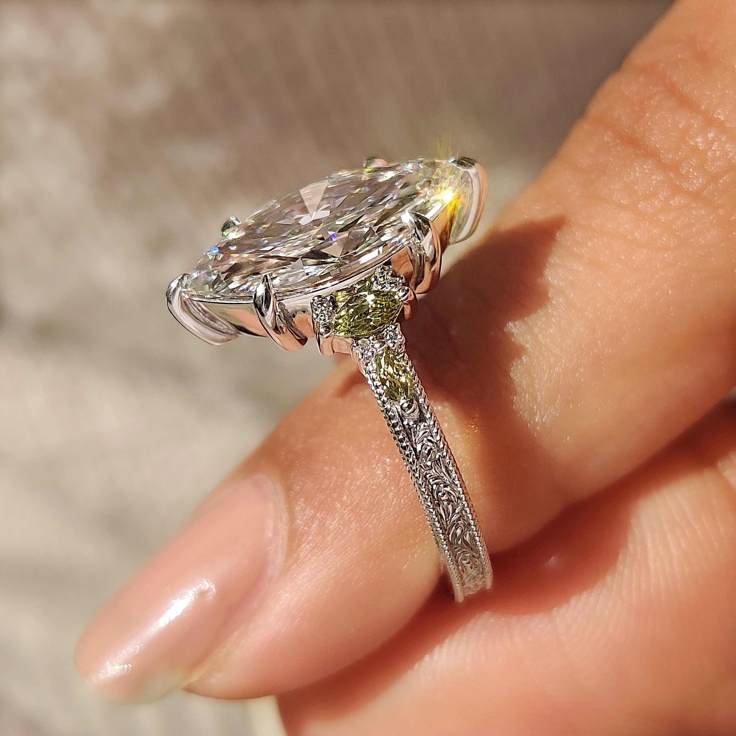 Marquise Engagement Ring In Vintage Art Deco style