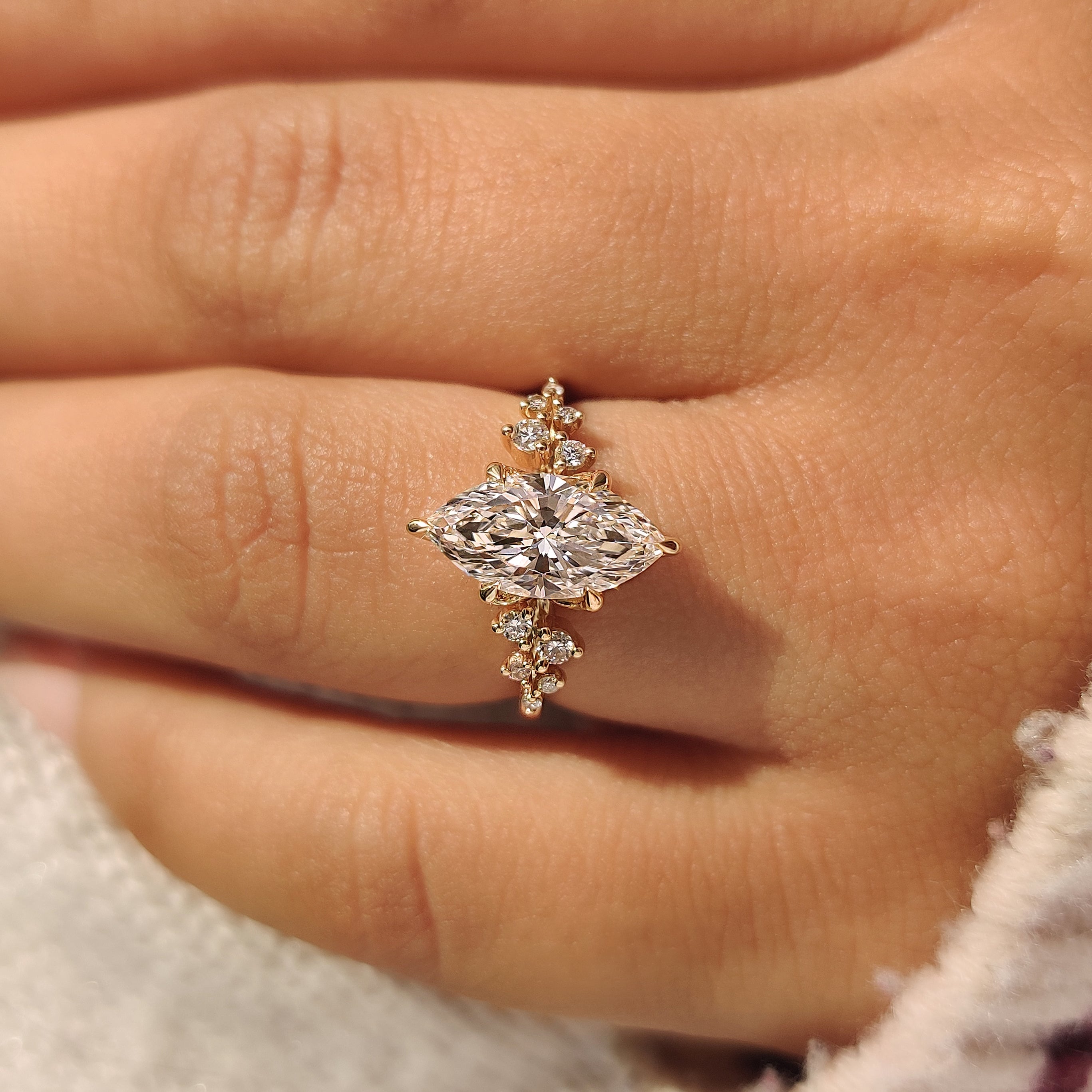 Marquise Engagement Ring in Tulip Setting