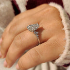 Coffin Cut Engagement Ring with Round Side Stone