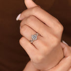 Nature Inspired Ring with Elongated Hexagon Step Cut Diamond