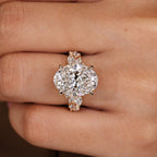 IGI Certified 5 - 7 Carat Oval Cut Diamond Ring in Cluster Setting