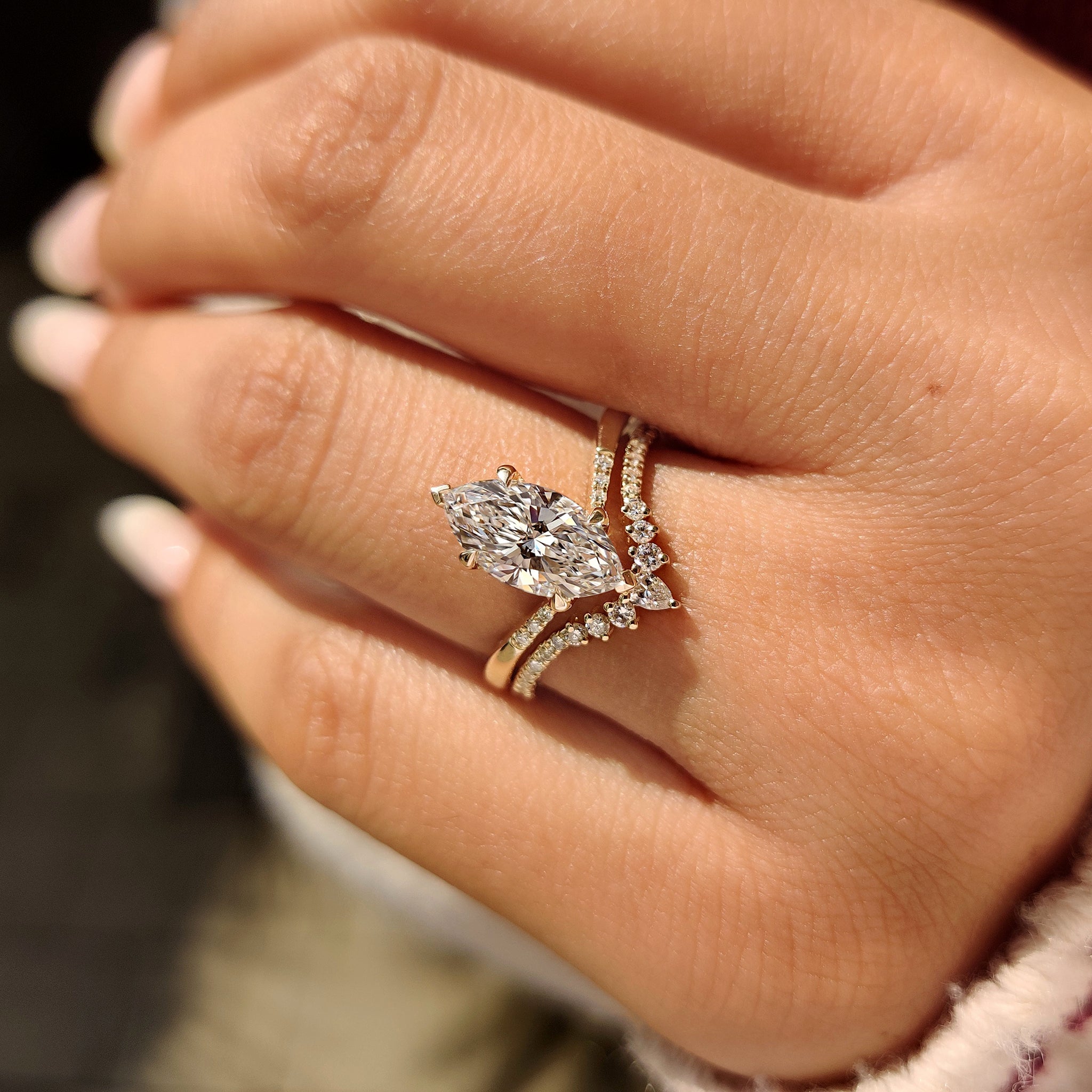 Marquise Cut Diamond Engagement Ring With Wedding Band