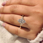 Vintage Style Marquise Lab Grown Diamond Ring with Milgrain Details