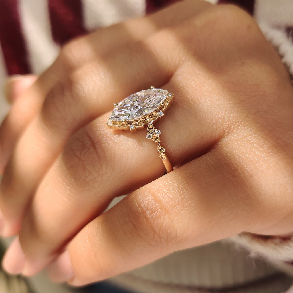 Marquise Cut Engagement Ring in Vintage Style