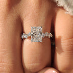 Radiant Cut Diamond Ring in Cluster Setting