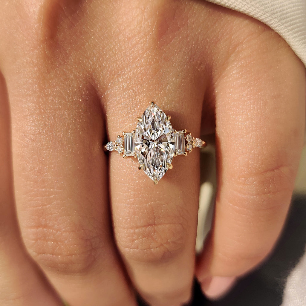 Marquise Cut Engagement Ring in Muse Setting