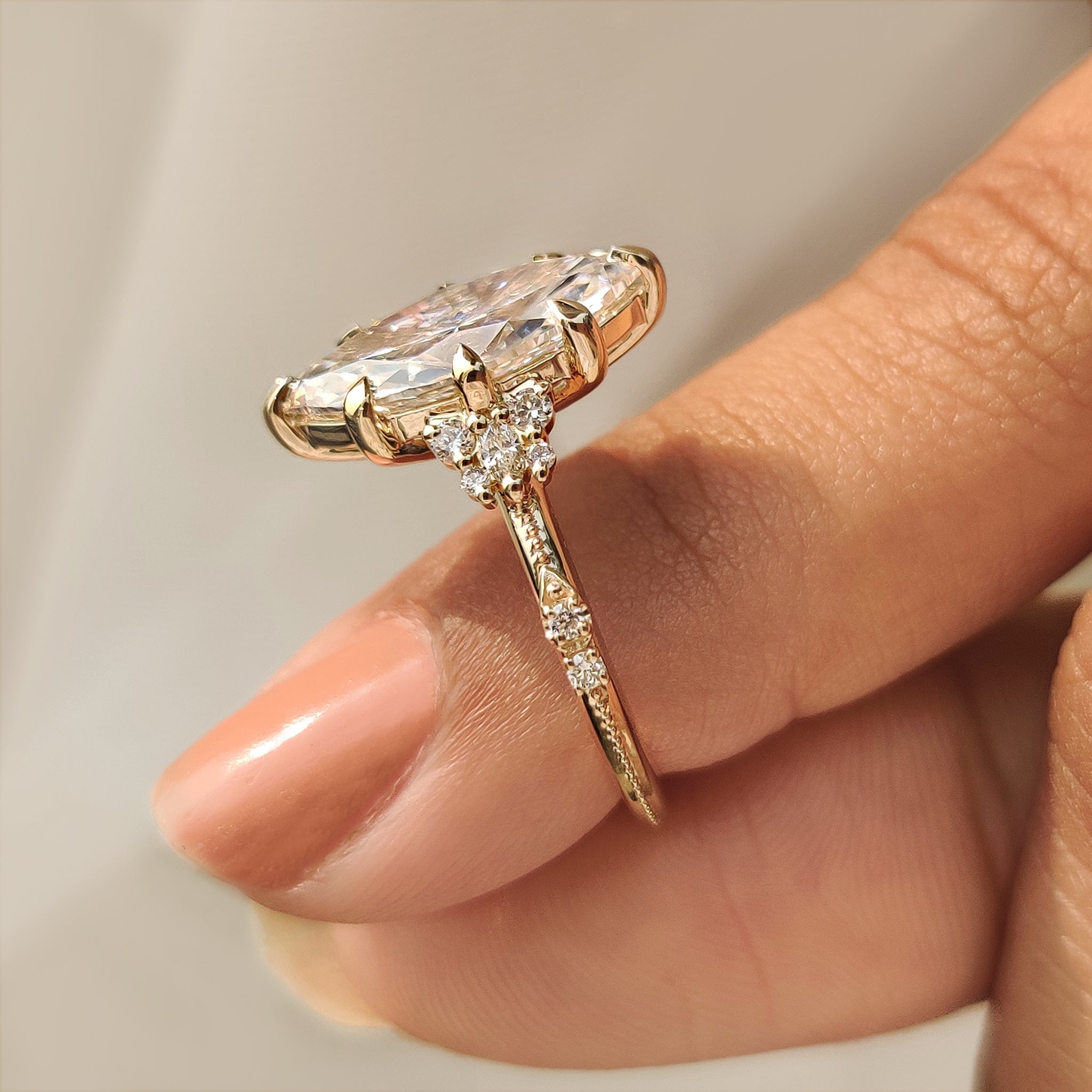 Vintage Marquise Engagement Ring with Milgrain Detailing
