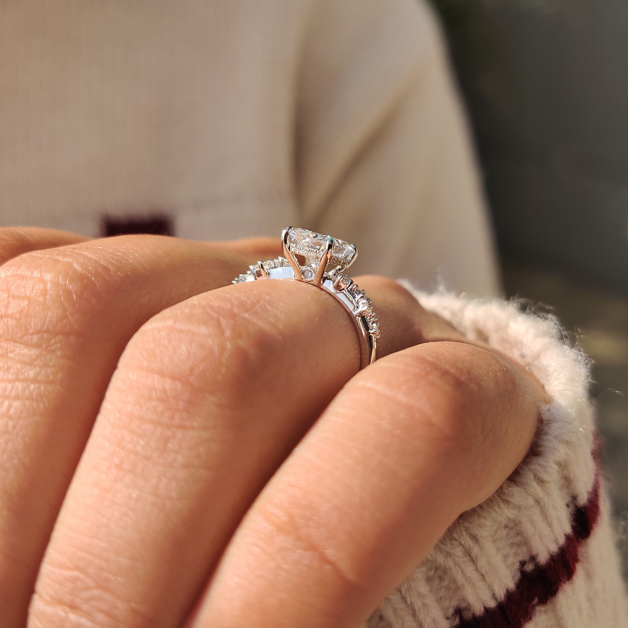 Radiant Cut Diamond Ring in Cluster Setting