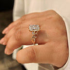 Radiant Cut Nature Inspired Engagement Ring with Leaf Style Prong