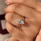 Solitaire Marquise Ring With Wedding Band in half eternity