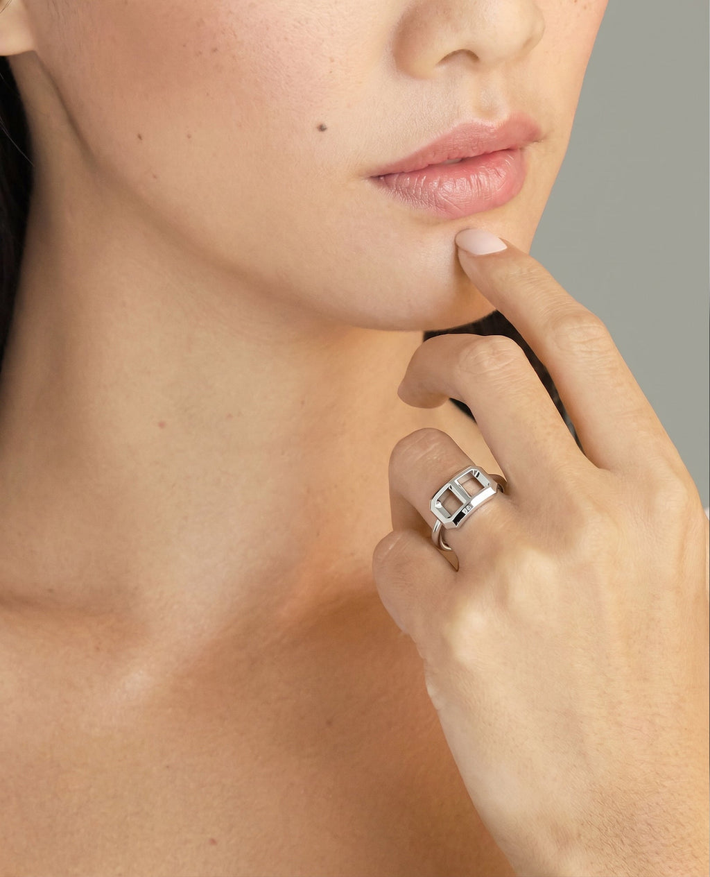 HERCULES Silver Double Link Ring