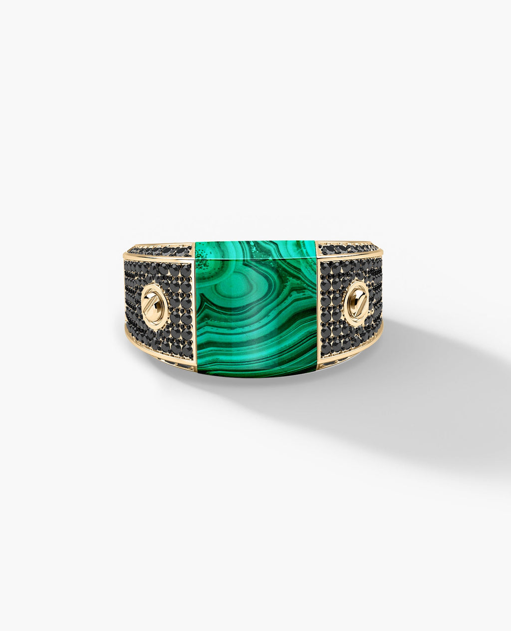 MONTANA Gold Signet Ring with 1.25ct Malachite and Black Diamonds
