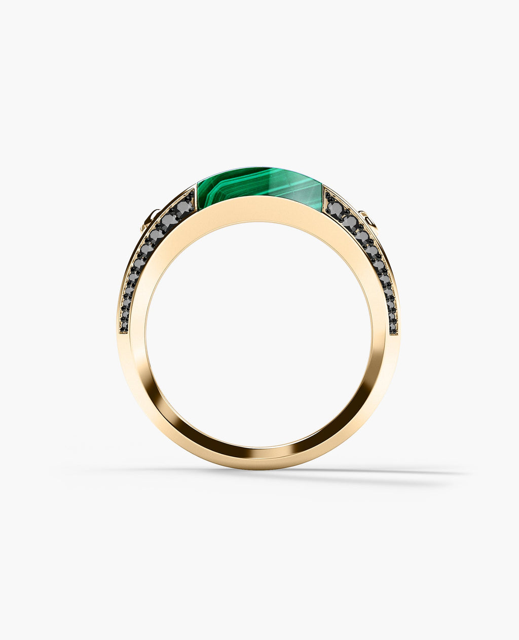MONTANA Gold Signet Ring with 1.25ct Malachite and Black Diamonds