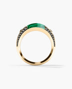 MONTANA Gold Signet Ring with 1.25ct Malachite and Black Diamonds