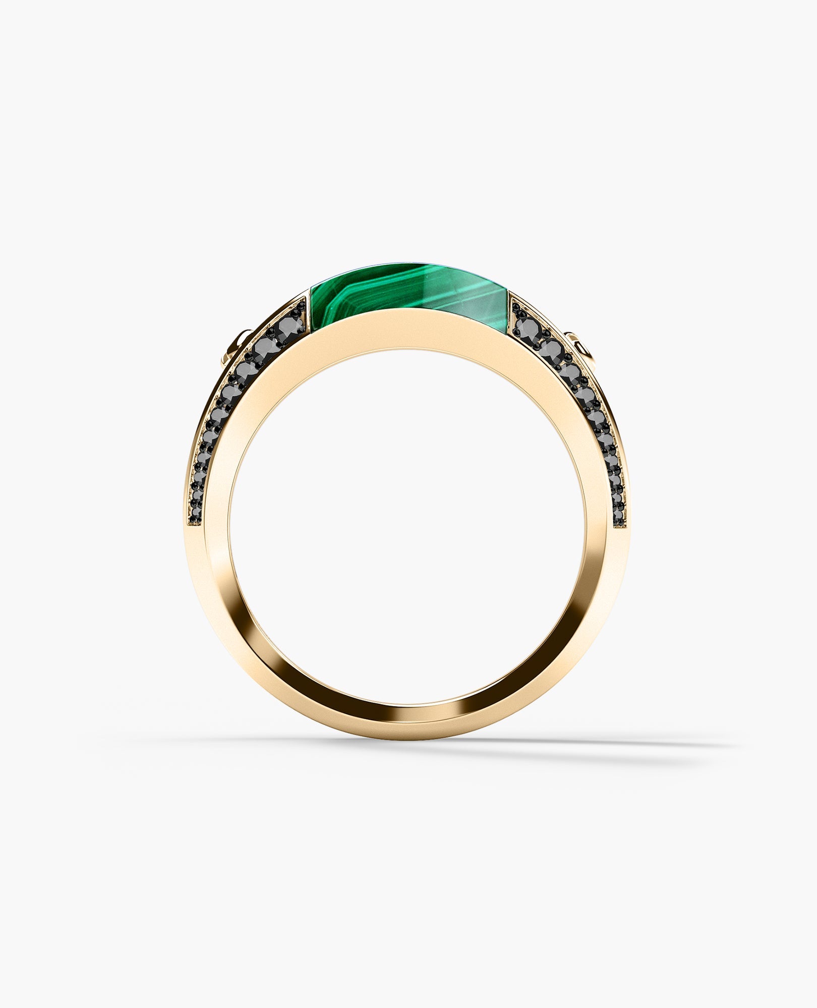 MONTANA Gold Signet Ring with 1.25ct Malachite and Black Diamonds