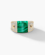 MONTANA Gold Signet Ring with 1.25ct Malachite and Diamonds