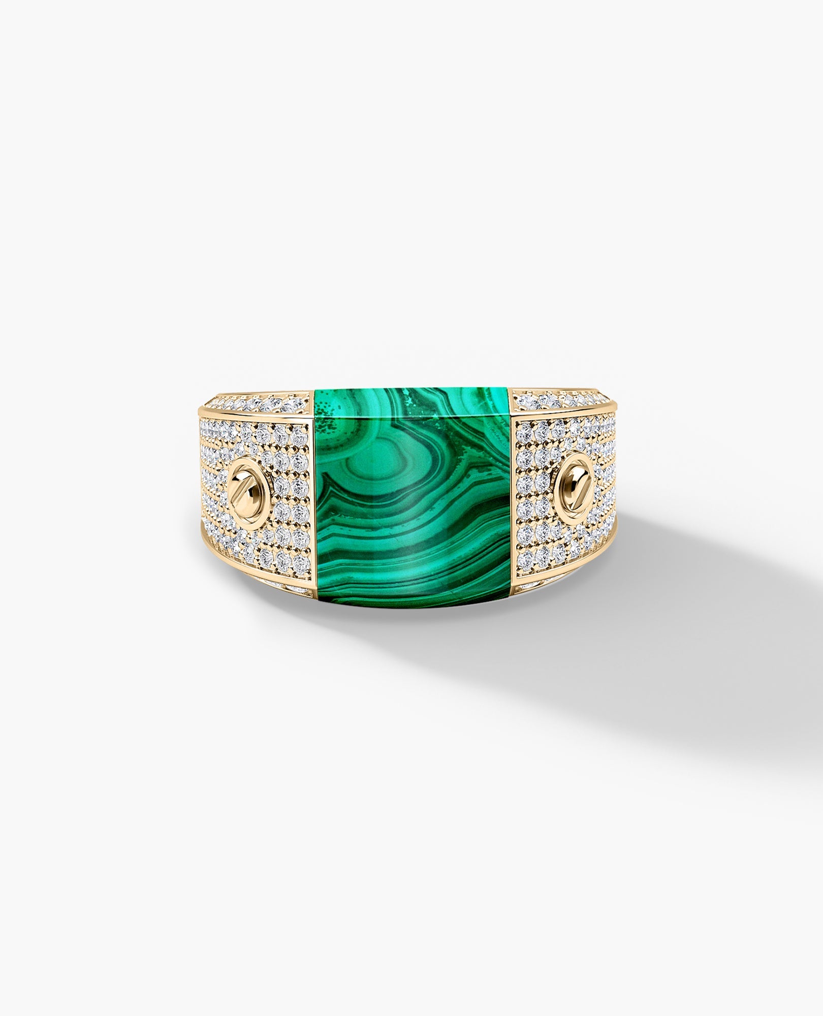 MONTANA Gold Signet Ring with 1.25ct Malachite and Diamonds