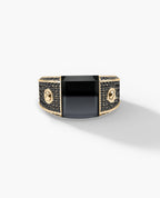 MONTANA Gold Signet Ring with 1.25ct Black Onyx and Black Diamonds