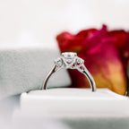2.50 CT Elongated Cushion Moissanite Three Stones Engagement Ring