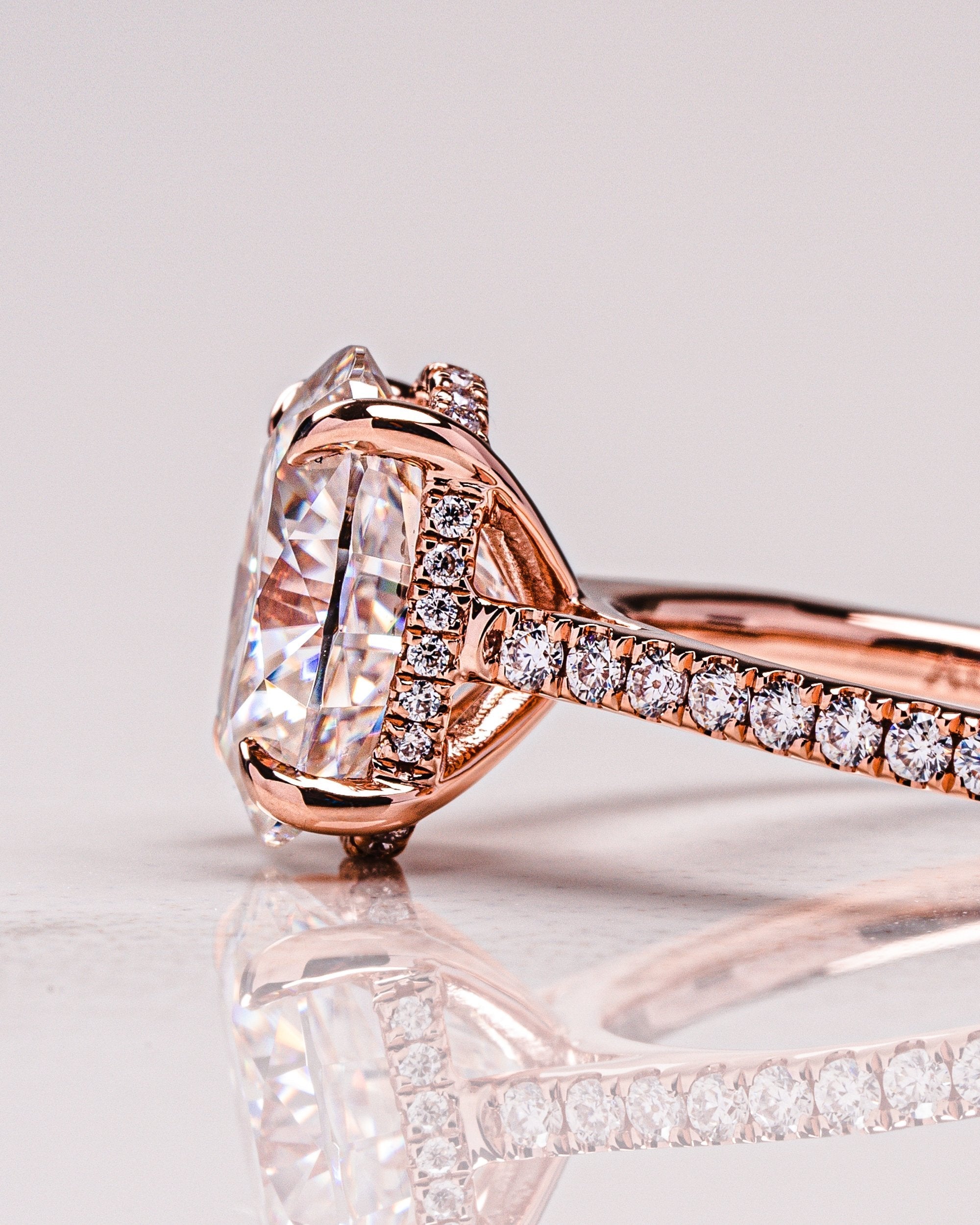 2.80 CT Oval Moissanite Hidden Halo Pave Setting Engagement Ring