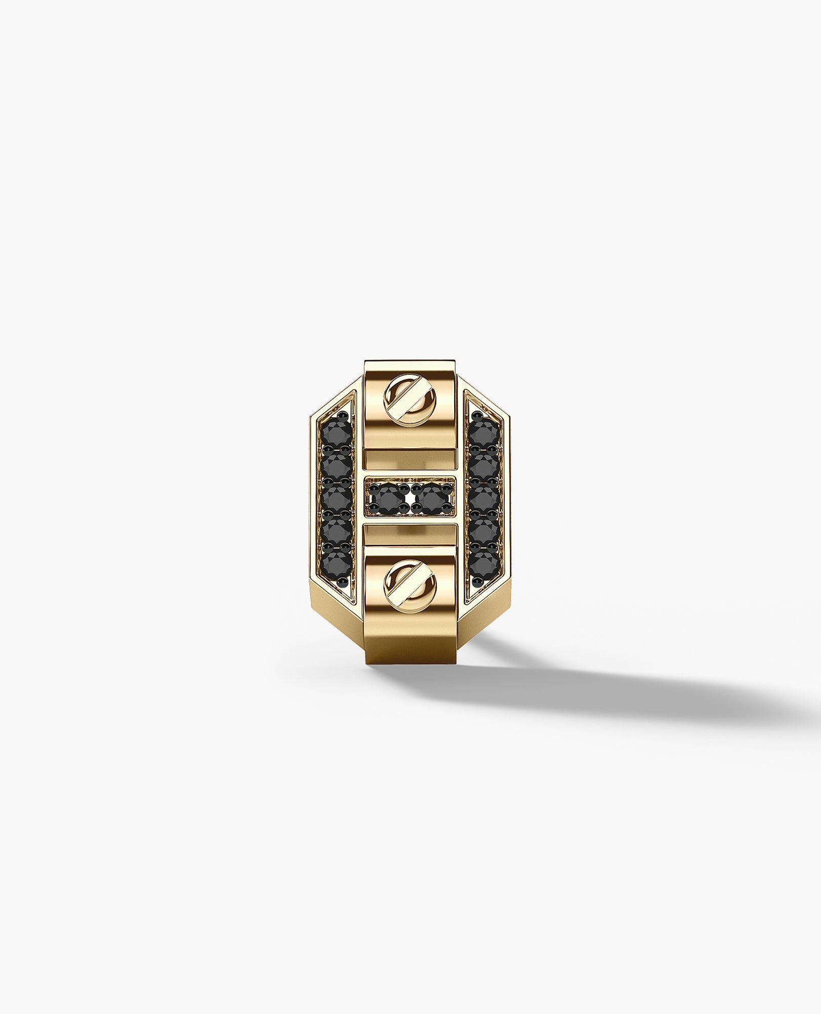 BRIGGS Gold Single Stud Earring with 0.08ct Black Diamonds