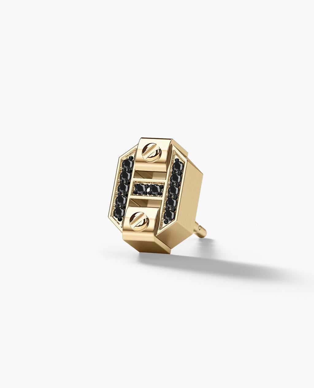 BRIGGS Gold Single Stud Earring with 0.08ct Black Diamonds