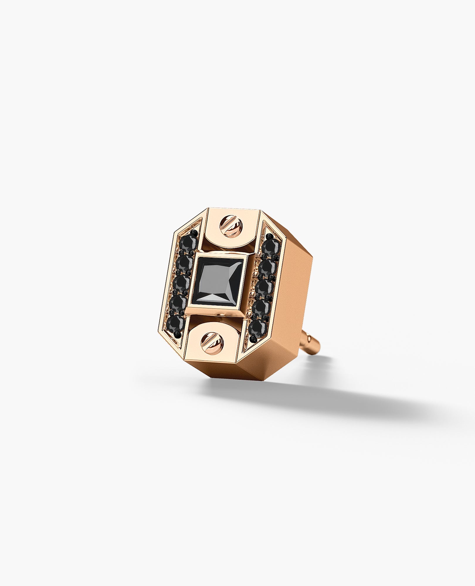 BRIGGS Gold Single Stud Earring with 0.18ct Black Diamonds