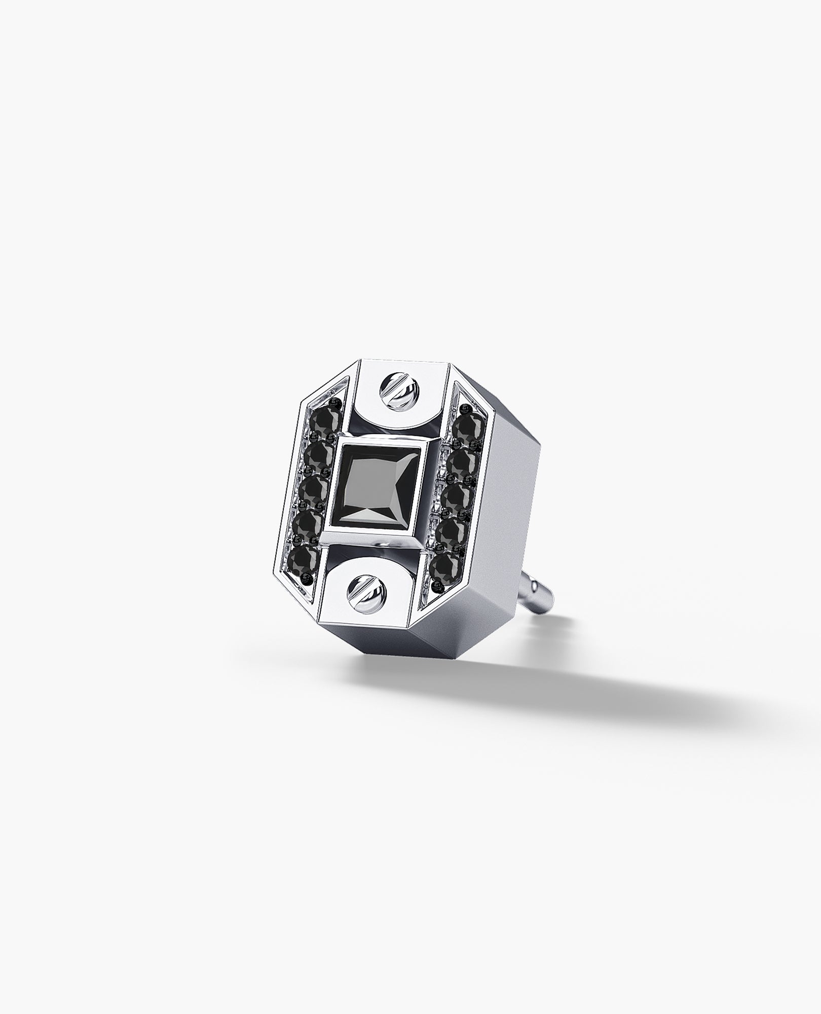 BRIGGS Gold Single Stud Earring with 0.18ct Black Diamonds
