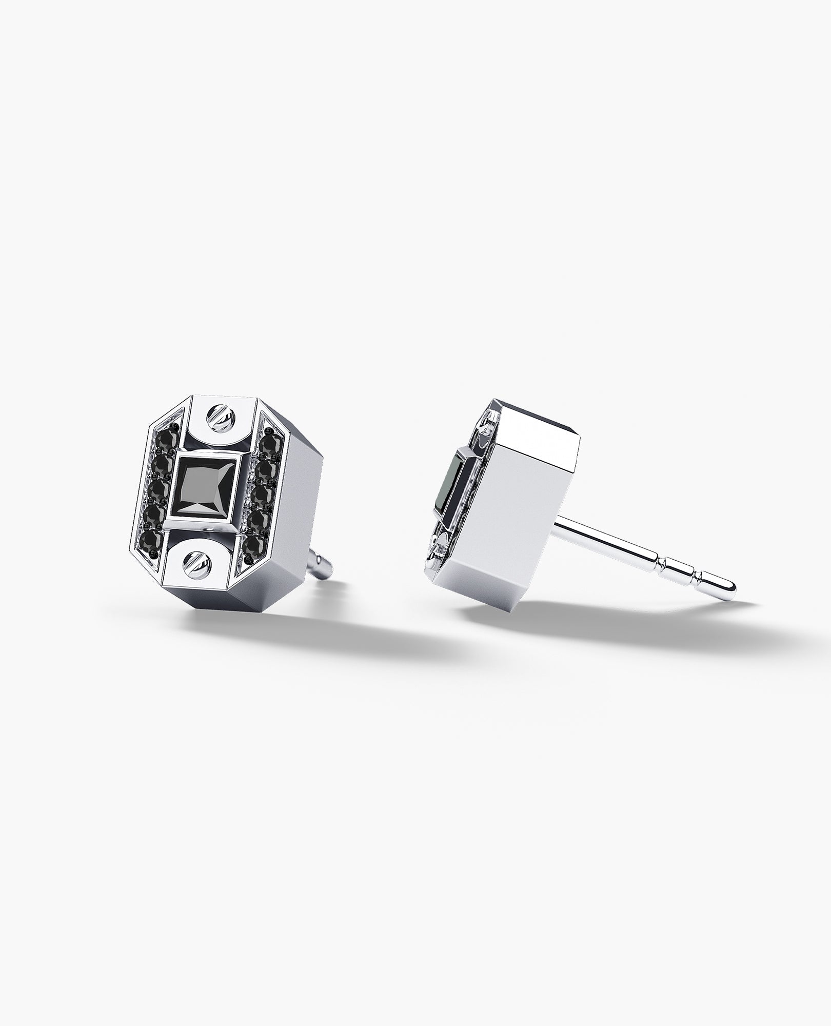 BRIGGS Gold Single Stud Earring with 0.18ct Black Diamonds