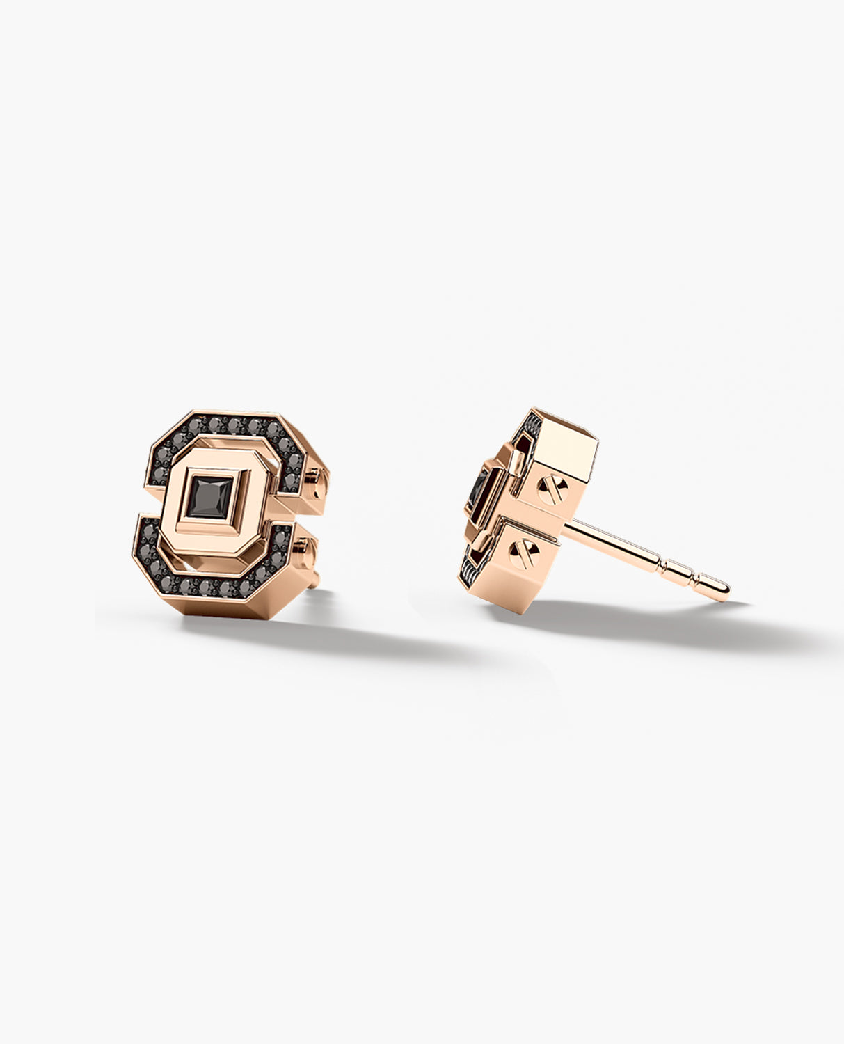 LA PAZ Gold Single Stud Earring with 0.17ct Black Diamonds