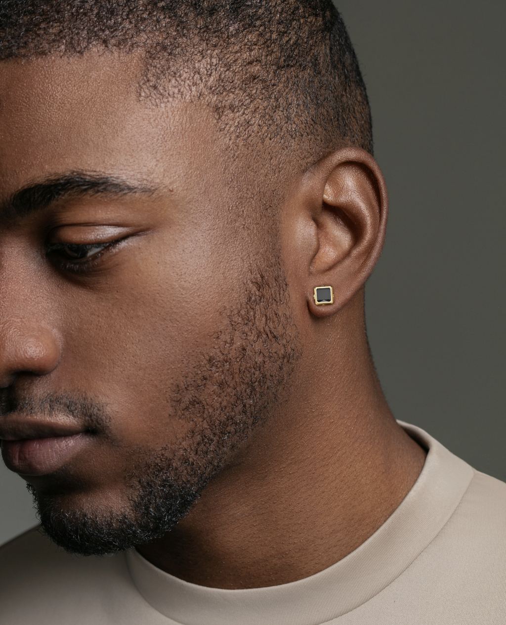 LA PAZ Gold Single Stud Earring with 0.90ct Black Diamonds