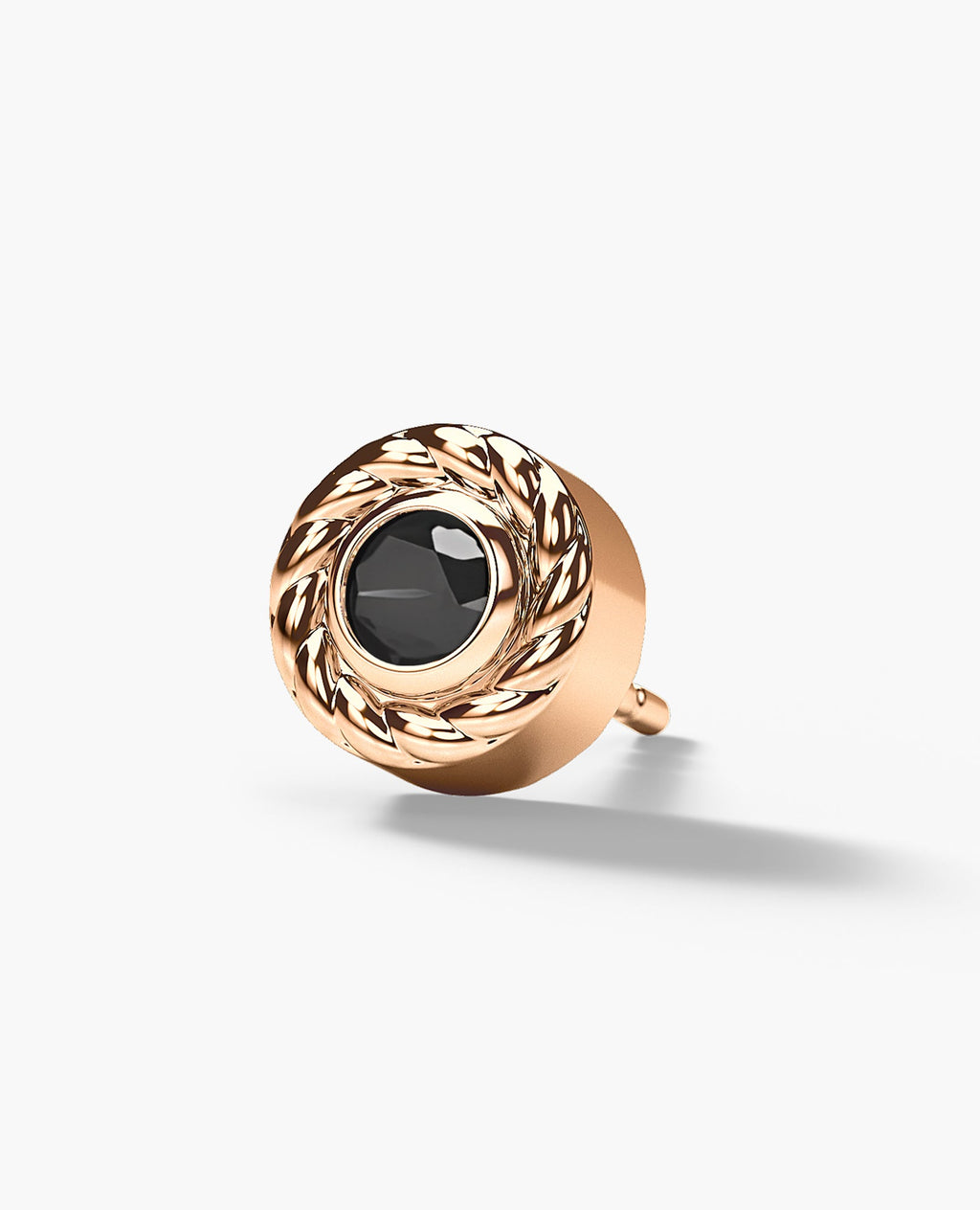 ROPES Gold Single Stud Earring with 0.20ct Black Diamonds