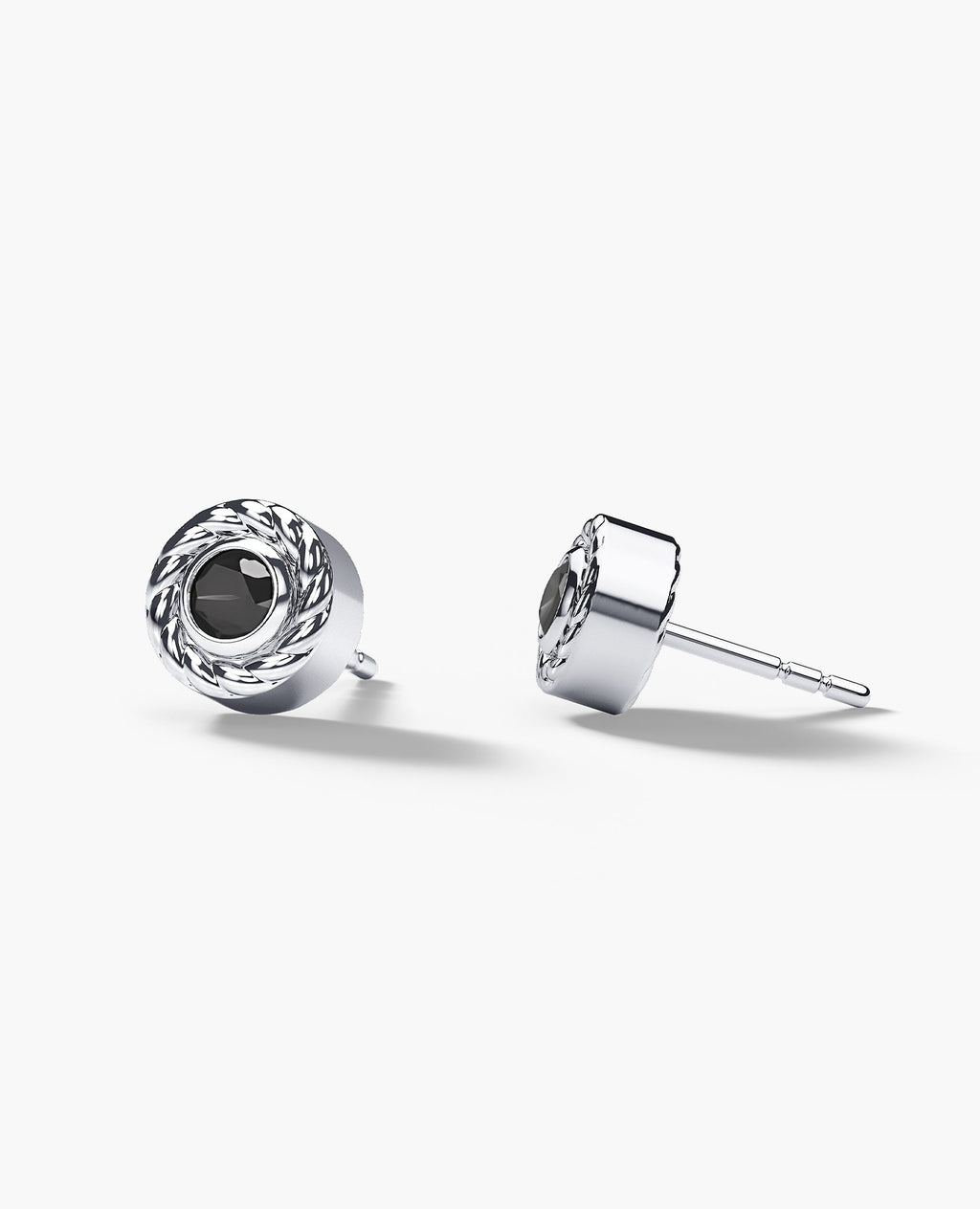 ROPES Gold Single Stud Earring with 0.20ct Black Diamonds