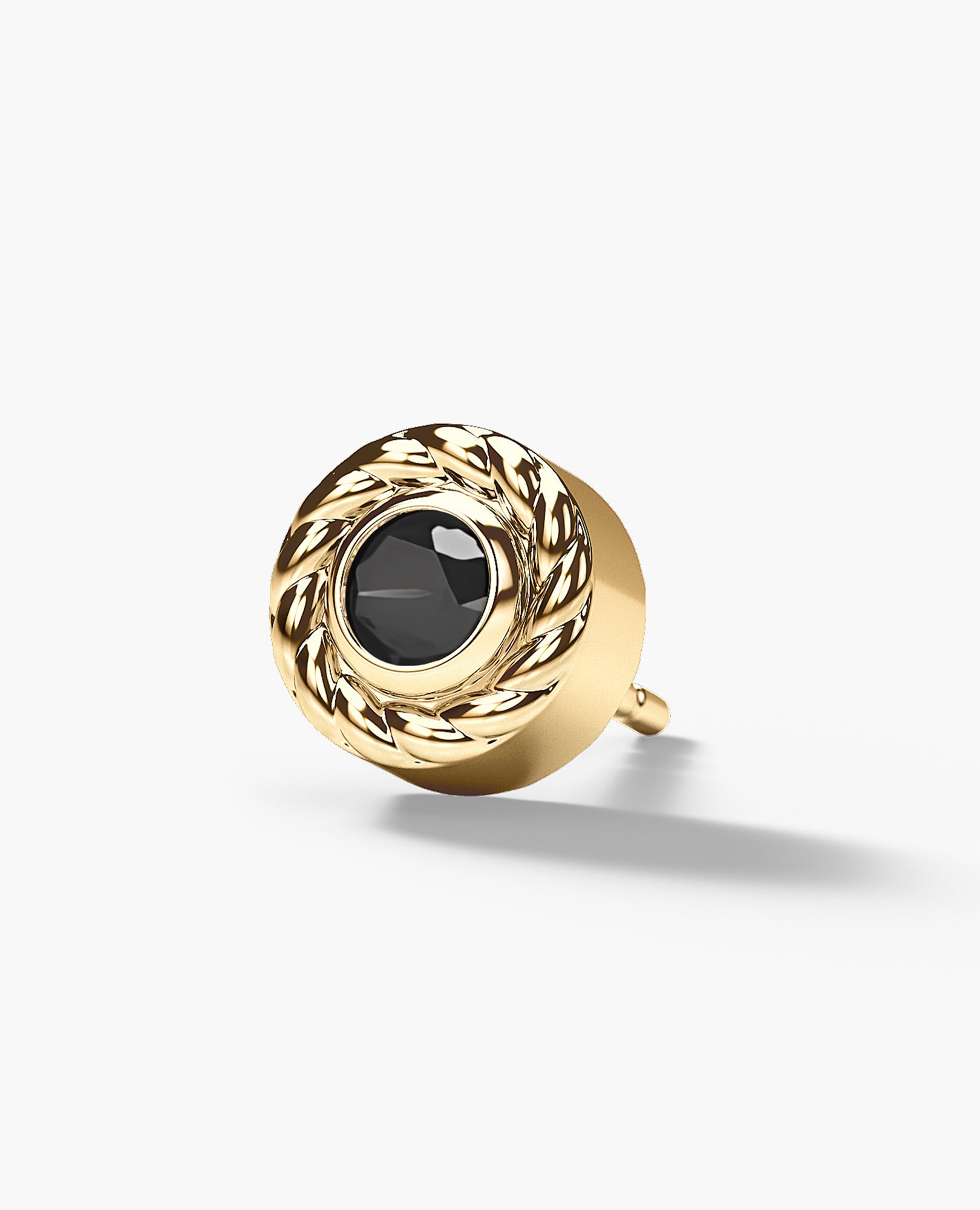 ROPES Gold Single Stud Earring with 0.20ct Black Diamonds