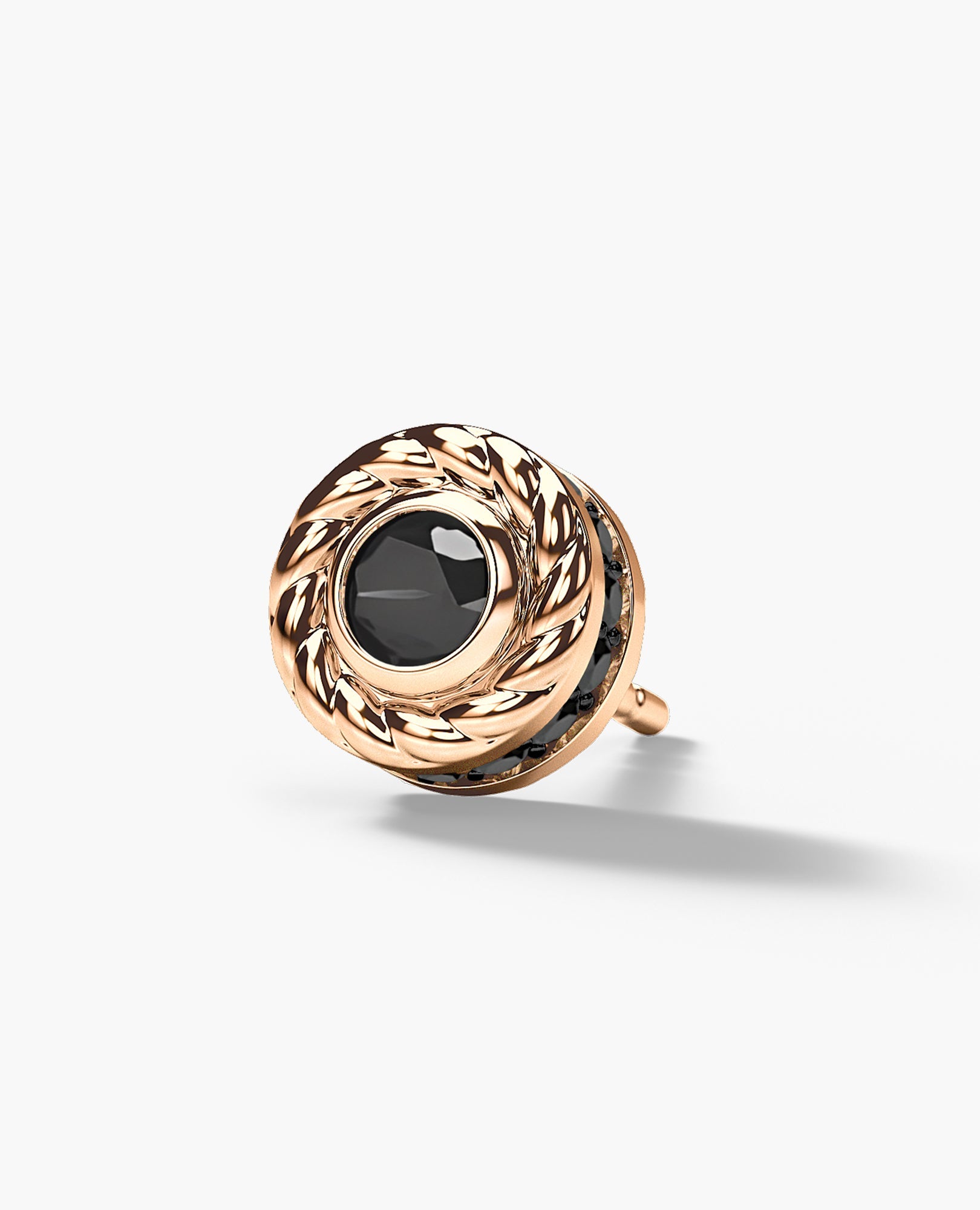 ROPES Gold Single Stud Earring with 0.43ct Black Diamonds