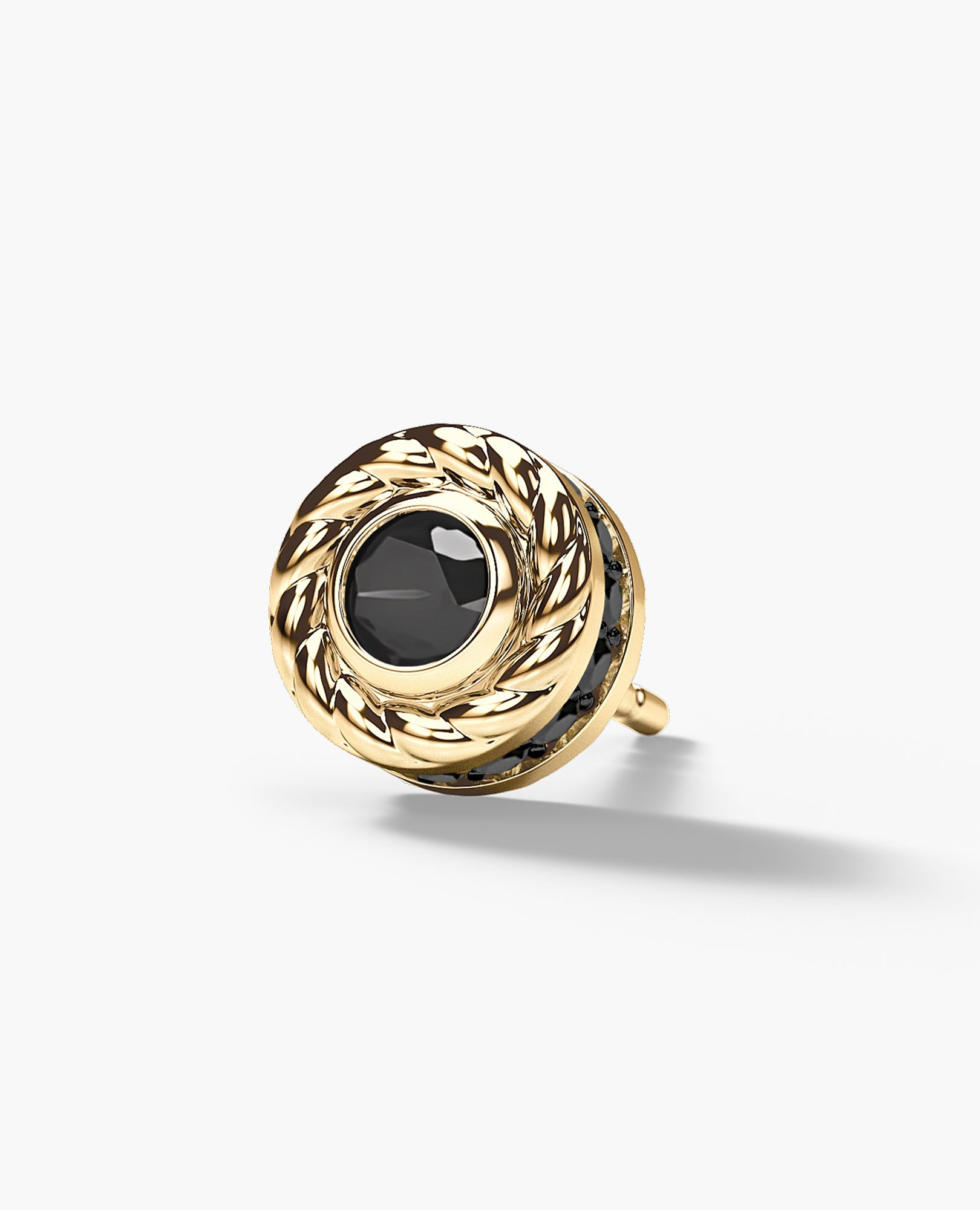 ROPES Gold Single Stud Earring with 0.43ct Black Diamonds