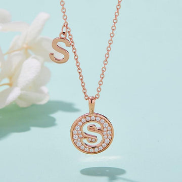 Personalized "S" latter diamond necklace