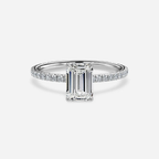 1.0 CT Emerald Cut Moissanite Hidden Halo & Pave Bridal Ring Set