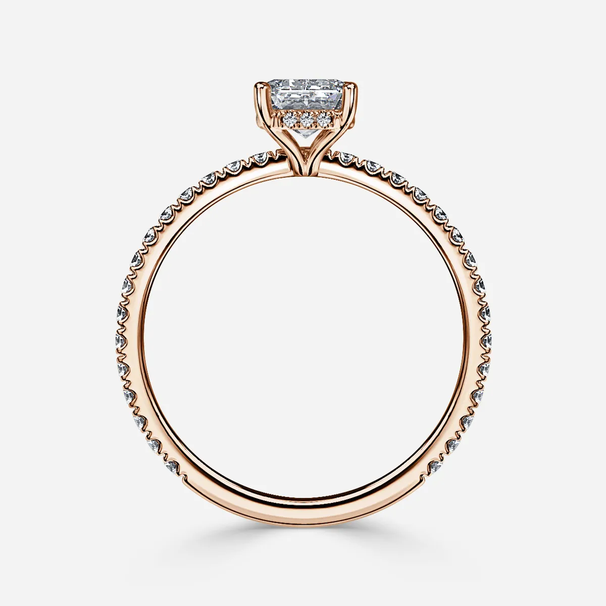 1.0 CT Emerald Cut Moissanite Hidden Halo & Pave Bridal Ring Set