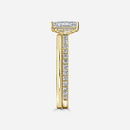 1.0 CT Emerald Cut Moissanite Hidden Halo & Pave Bridal Ring Set