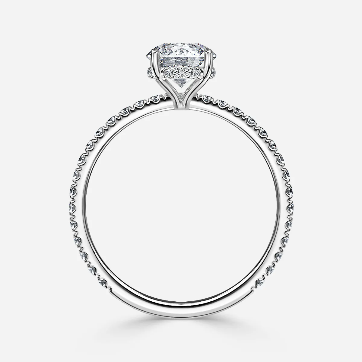 1.0 CT Round Moissanite Pave Engagement Ring