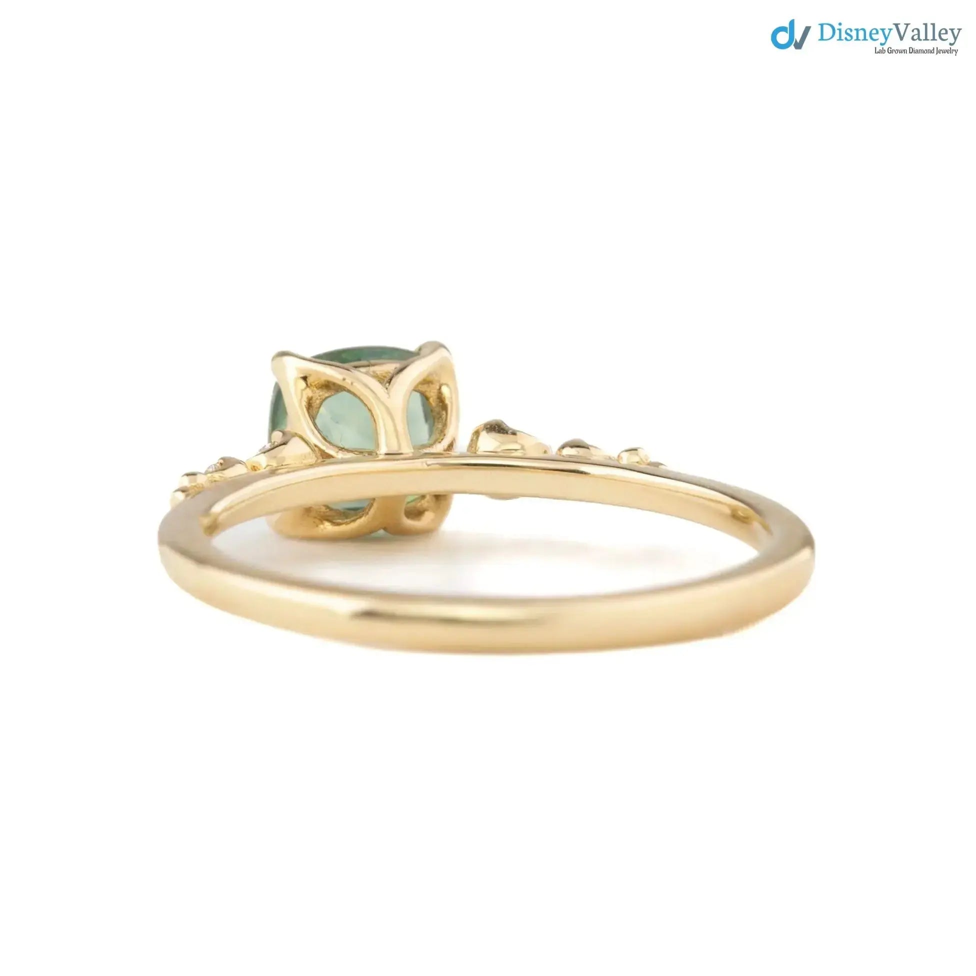 Montana Sapphire Cushion Cut Engagement Ring, Green Sapphire DisneyValley