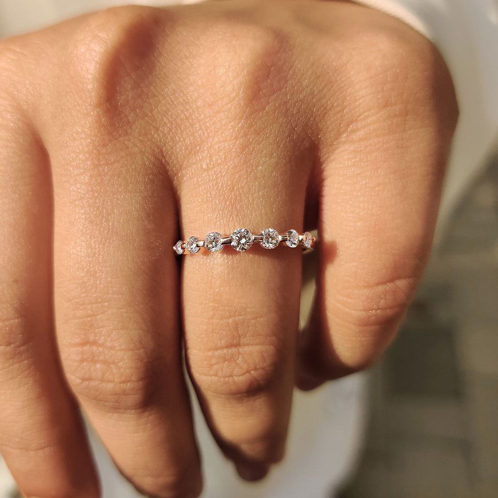 Half Eternity Round Diamond Band in Seven Stone Style